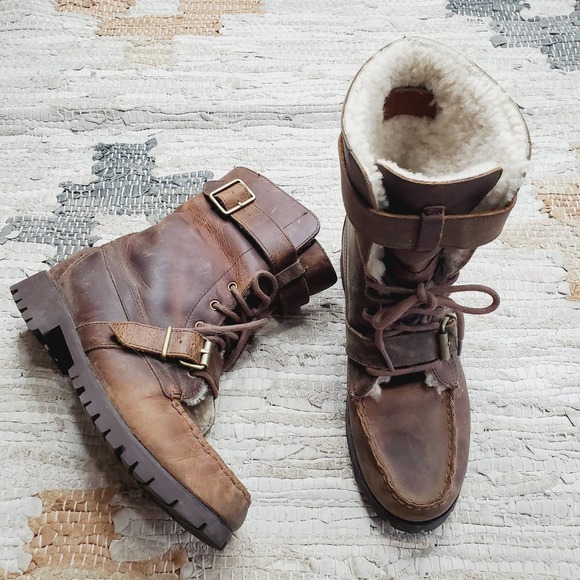 Lauren Ralph Lauren Shoes - Lauren Ralph Lauren Major Moto Harness Lace Up Boot 7.5